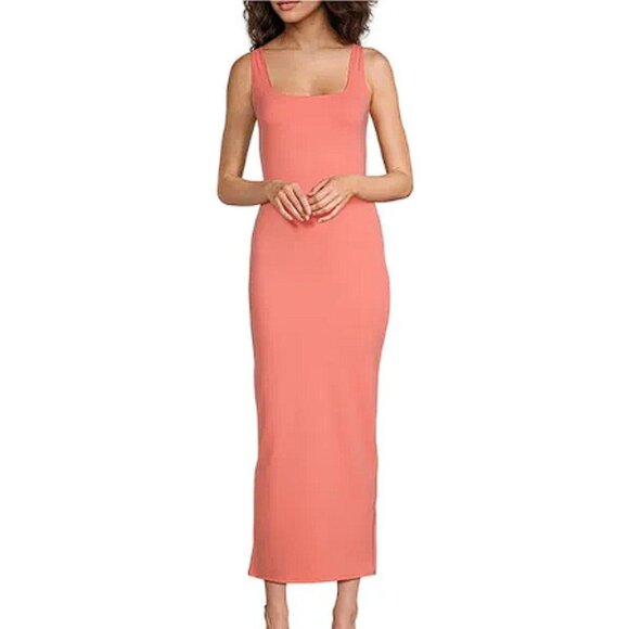 GOOD AMERICAN Women's Square Neck Sleeveless Scuba Maxi Dress Size XS In Coral - Picture 1 of 8